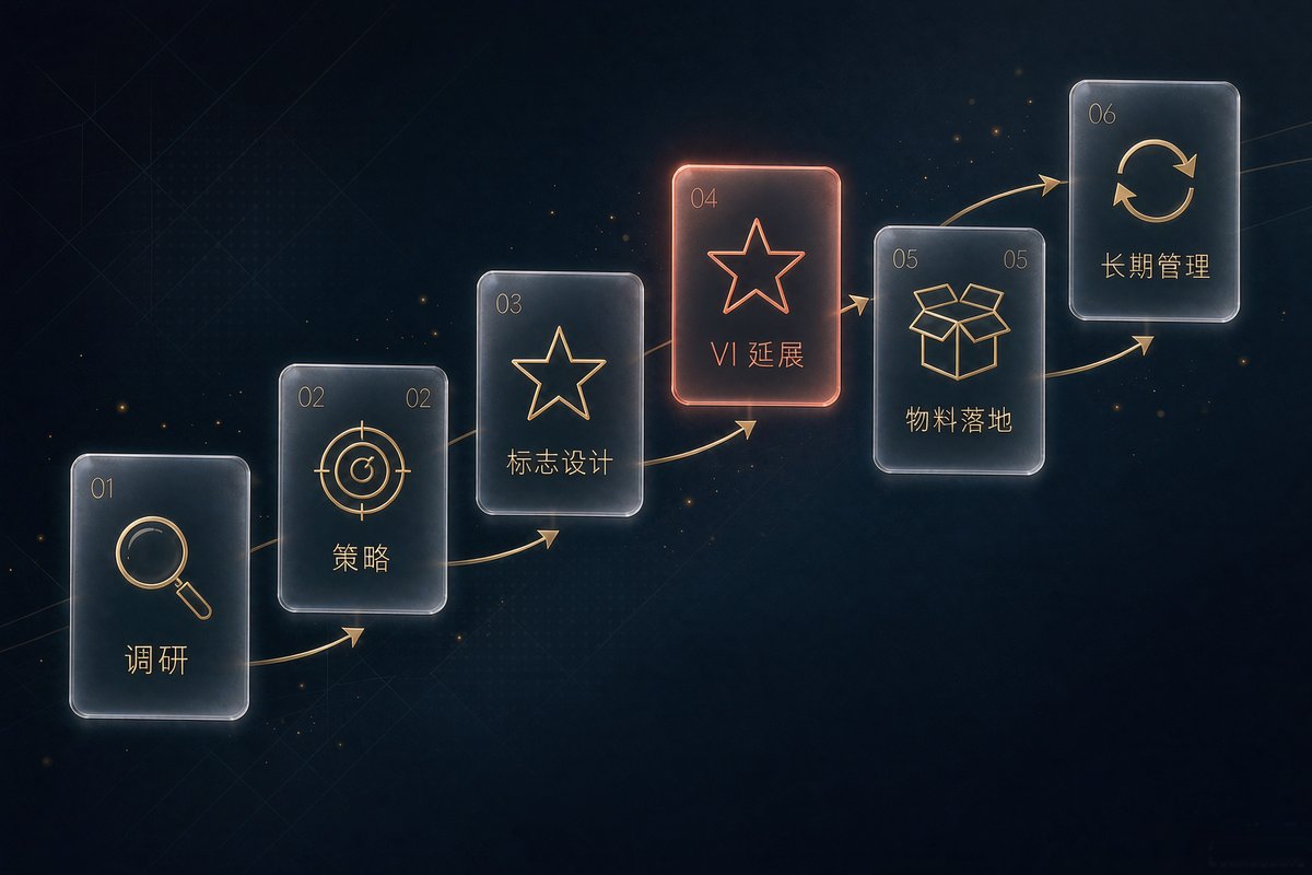 品牌设计流程六阶段信息图